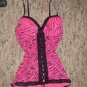 Native Intimates Pink and Black Zebra Print Lingerie